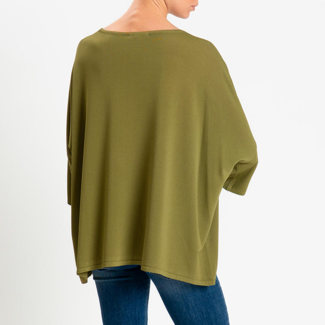 Zeroassoluto-Maglia over scollo barca manica 3/4 - olio