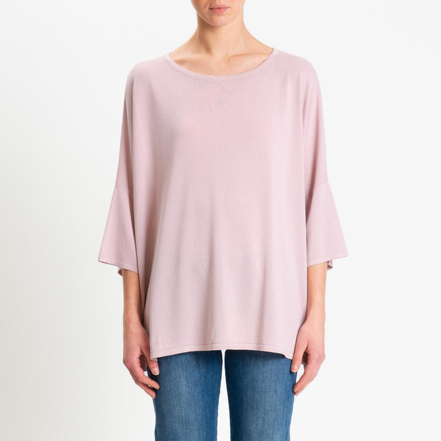 Zeroassoluto-Maglia over scollo barca manica 3/4 - pink