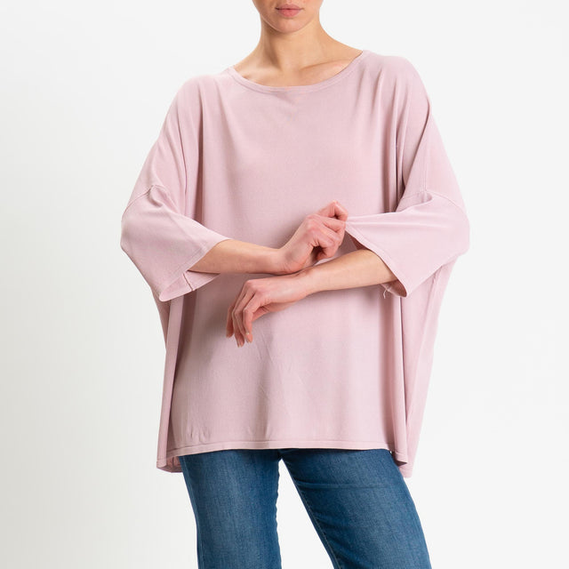 Zeroassoluto-Maglia over scollo barca manica 3/4 - pink