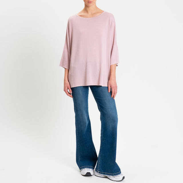 Zeroassoluto-Maglia over scollo barca manica 3/4 - pink