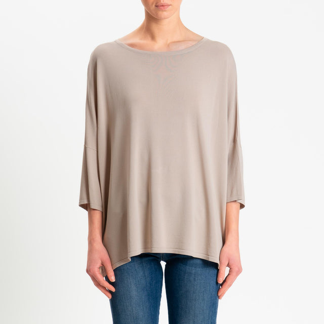 Zeroassoluto-Maglia over scollo barca manica 3/4 - sabbia