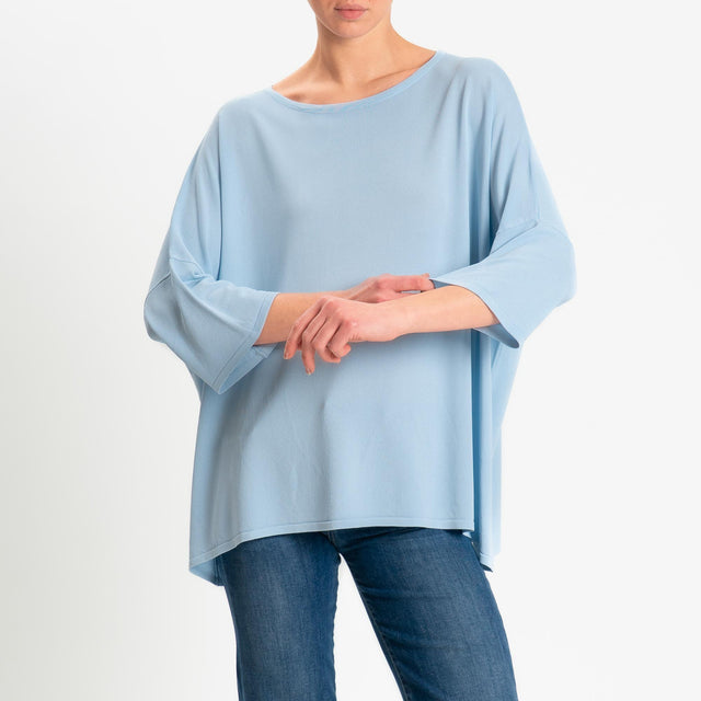 Zeroassoluto-Maglia over scollo barca manica 3/4 - sky