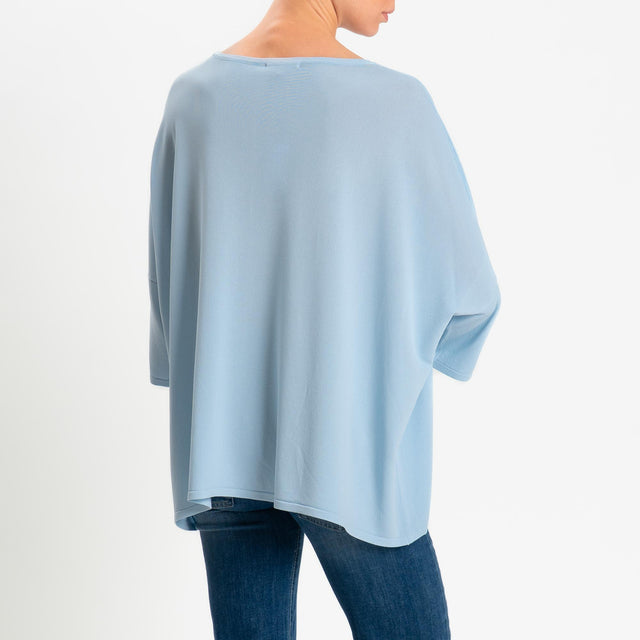 Zeroassoluto-Maglia over scollo barca manica 3/4 - sky