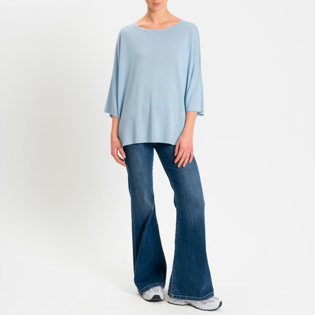 Zeroassoluto-Maglia over scollo barca manica 3/4 - sky