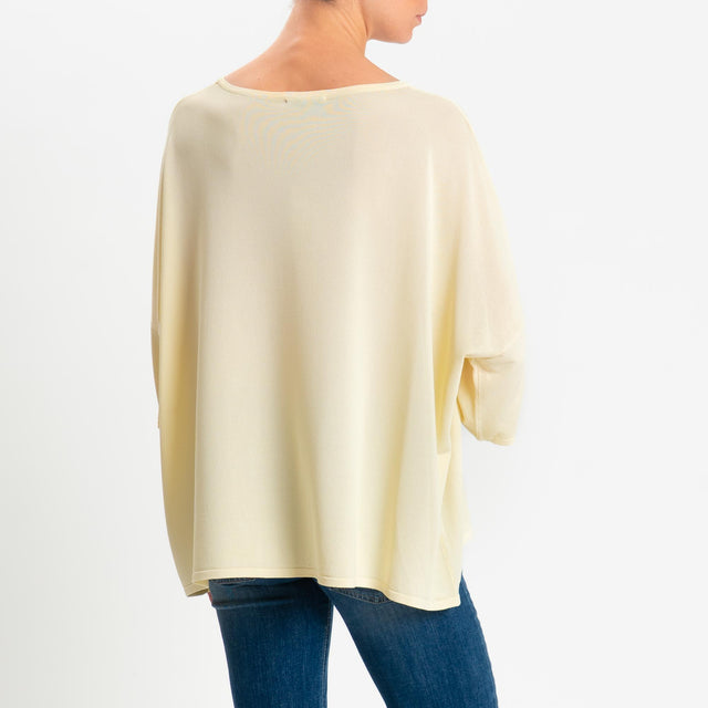 Zeroassoluto-Maglia over scollo barca manica 3/4 - yellow