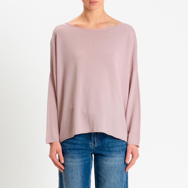 Zeroassoluto-Maglia scollo barca taglio vivo - pink