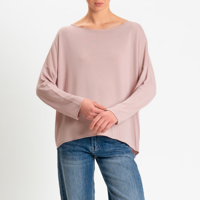 Zeroassoluto-Maglia scollo barca taglio vivo - pink