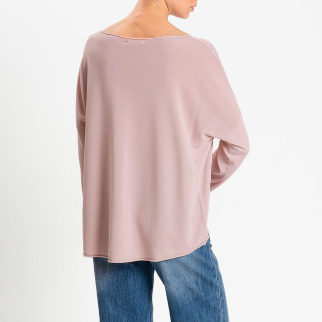 Zeroassoluto-Maglia scollo barca taglio vivo - pink