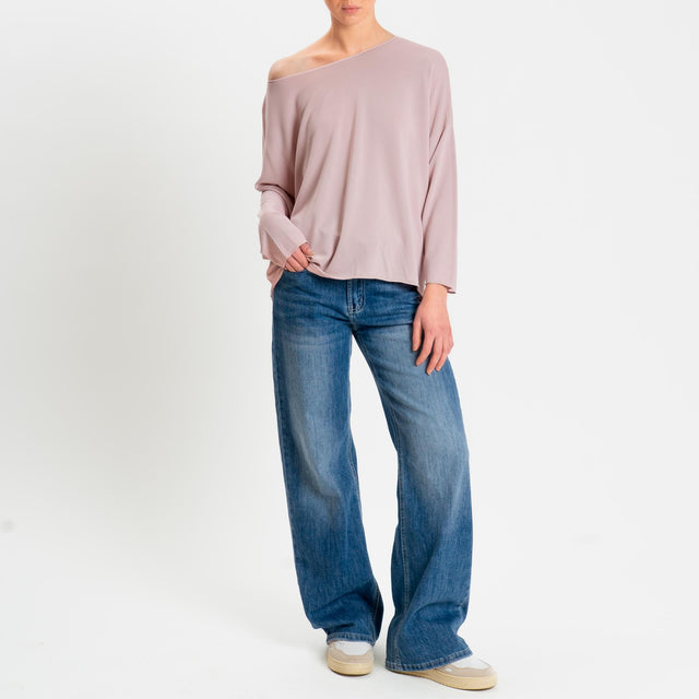 Zeroassoluto-Maglia scollo barca taglio vivo - pink