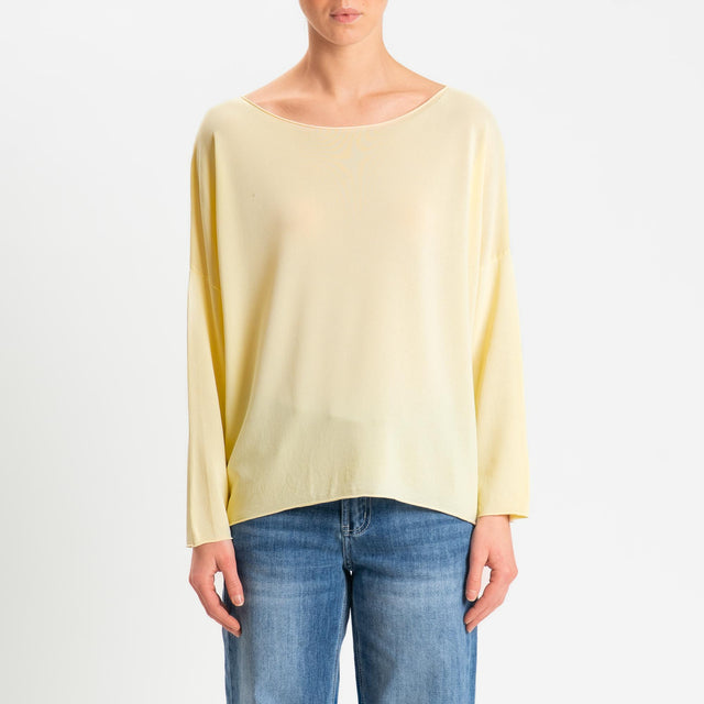 Zeroassoluto-Maglia scollo barca taglio vivo - yellow