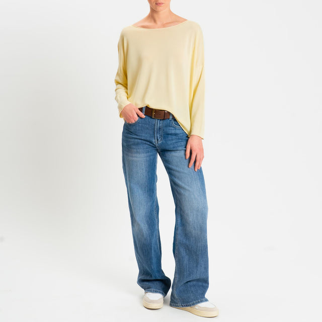 Zeroassoluto-Maglia scollo barca taglio vivo - yellow