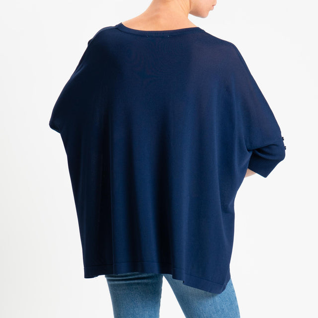 Zeroassoluto-Maglia over bottoni sulle maniche - blu