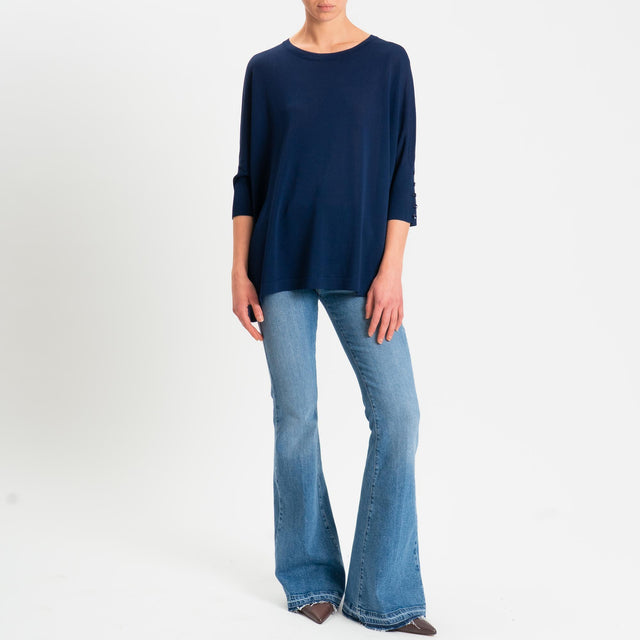 Zeroassoluto-Maglia over bottoni sulle maniche - blu