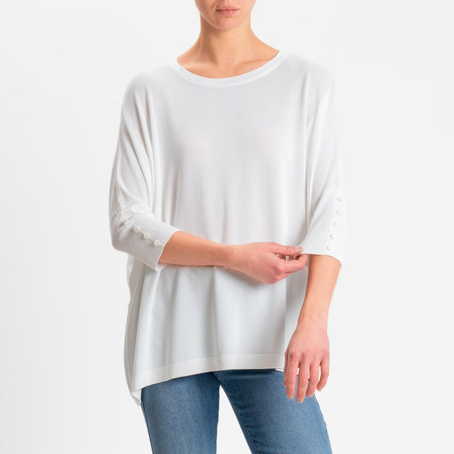 Zeroassoluto-Maglia over bottoni sulle maniche - latte