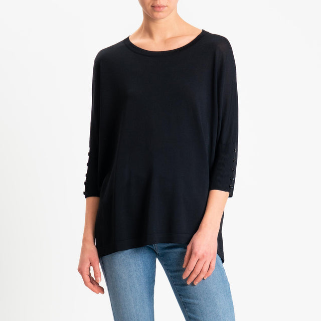 Zeroassoluto-Maglia over bottoni sulle maniche - nero