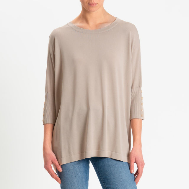 Zeroassoluto-Maglia over bottoni sulle maniche - sabbia