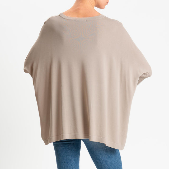 Zeroassoluto-Maglia over bottoni sulle maniche - sabbia