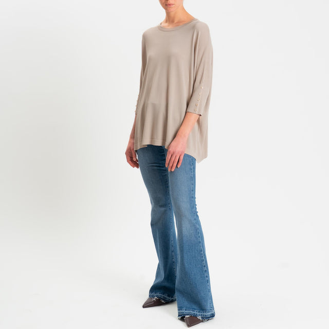 Zeroassoluto-Maglia over bottoni sulle maniche - sabbia