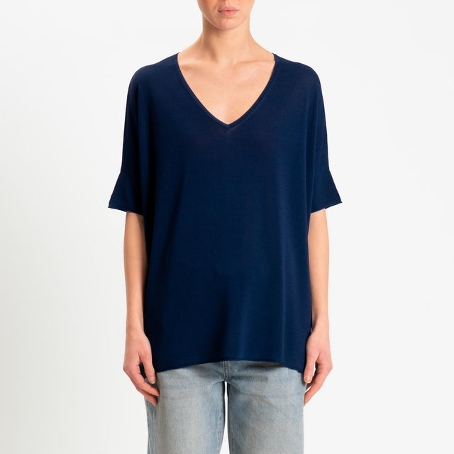 Zeroassoluto-Maglia over scollo v spacchi laterali - blu