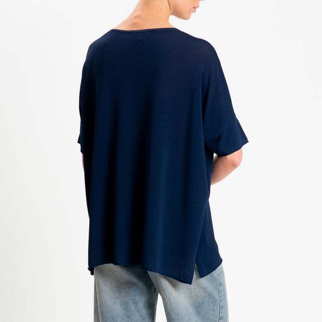 Zeroassoluto-Maglia over scollo v spacchi laterali - blu