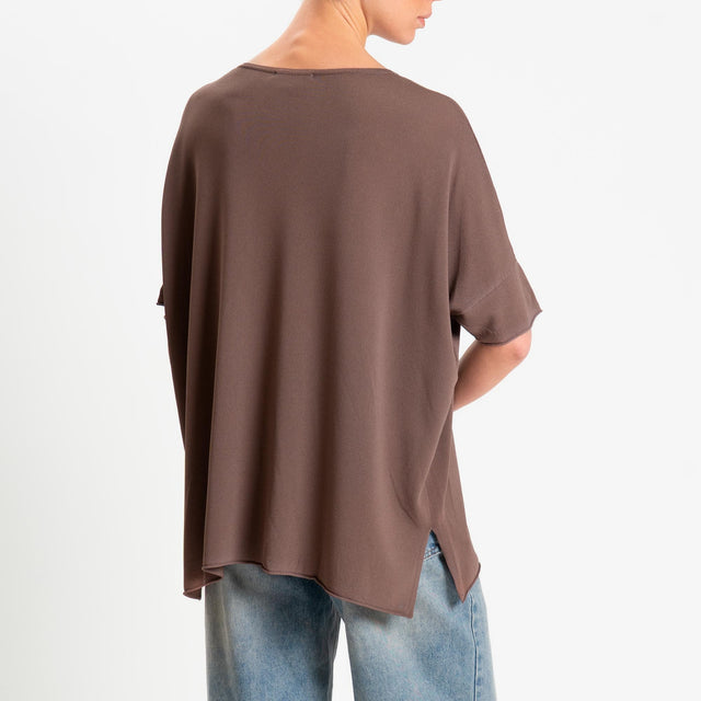 Zeroassoluto-Maglia over scollo v spacchi laterali - choco