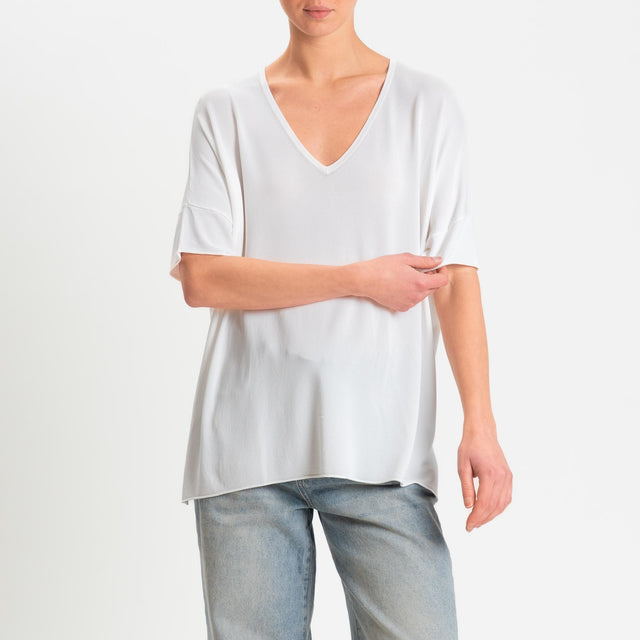 Zeroassoluto-Maglia over scollo v spacchi laterali - latte