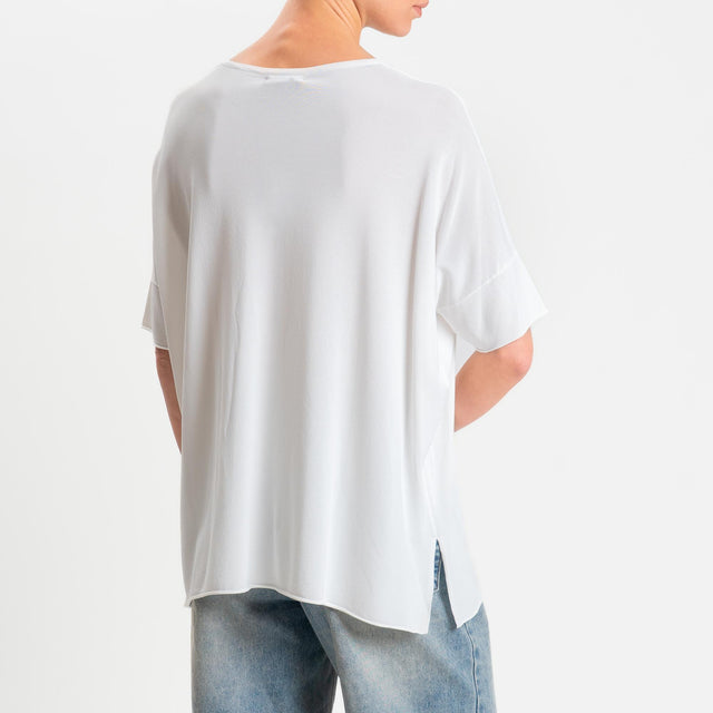 Zeroassoluto-Maglia over scollo v spacchi laterali - latte