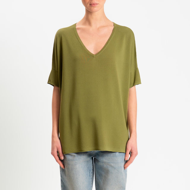Zeroassoluto-Maglia over scollo v spacchi laterali - olio