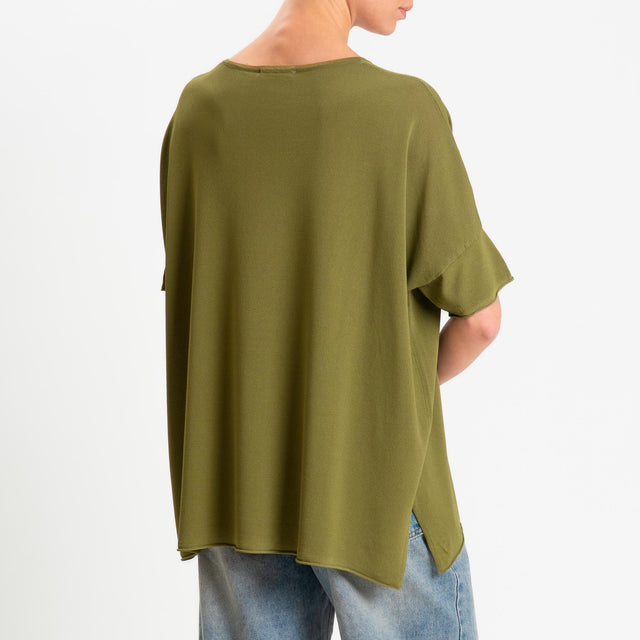 Zeroassoluto-Maglia over scollo v spacchi laterali - olio