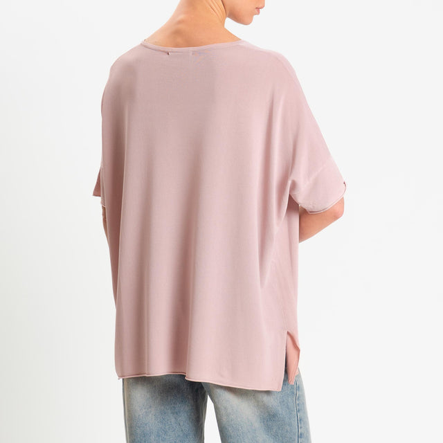 Zeroassoluto-Maglia over scollo v spacchi laterali - pink