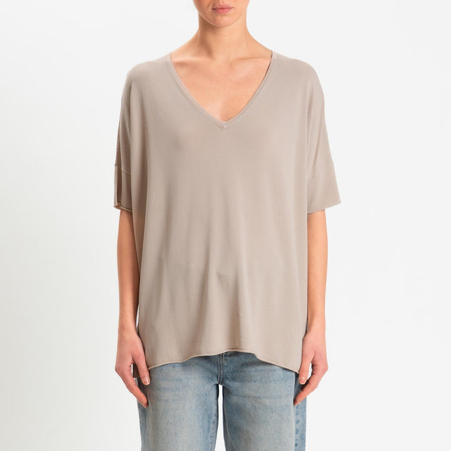 Zeroassoluto-Maglia over scollo v spacchi laterali - sabbia