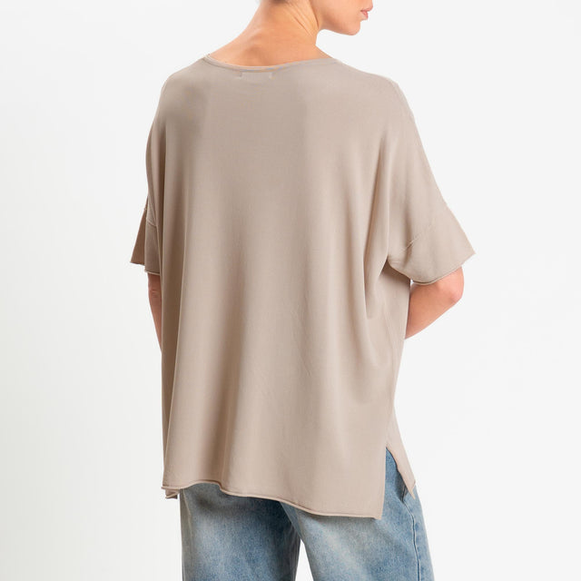 Zeroassoluto-Maglia over scollo v spacchi laterali - sabbia