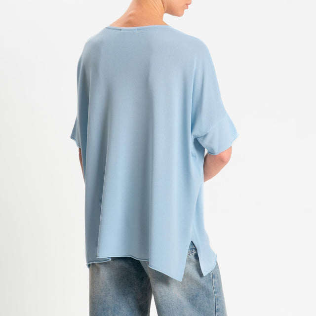Zeroassoluto-Maglia over scollo v spacchi laterali - sky