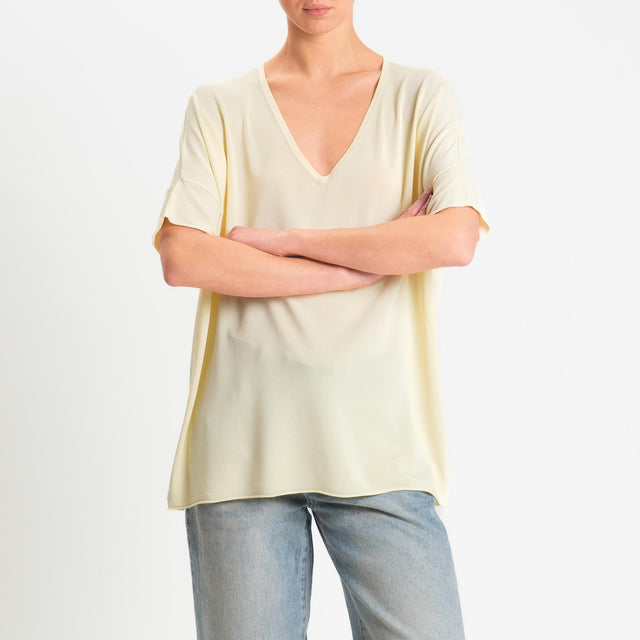 Zeroassoluto-Maglia over scollo v spacchi laterali - yellow