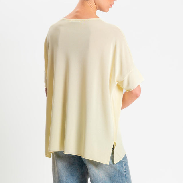 Zeroassoluto-Maglia over scollo v spacchi laterali - yellow