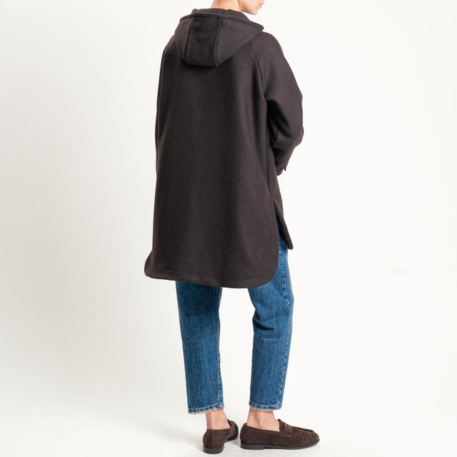 Zeroassoluto-Cappotto misto lana con cappuccio - moro