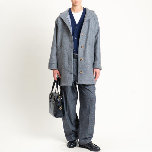 Zeroassoluto-Cappotto misto lana con cappuccio - grigio