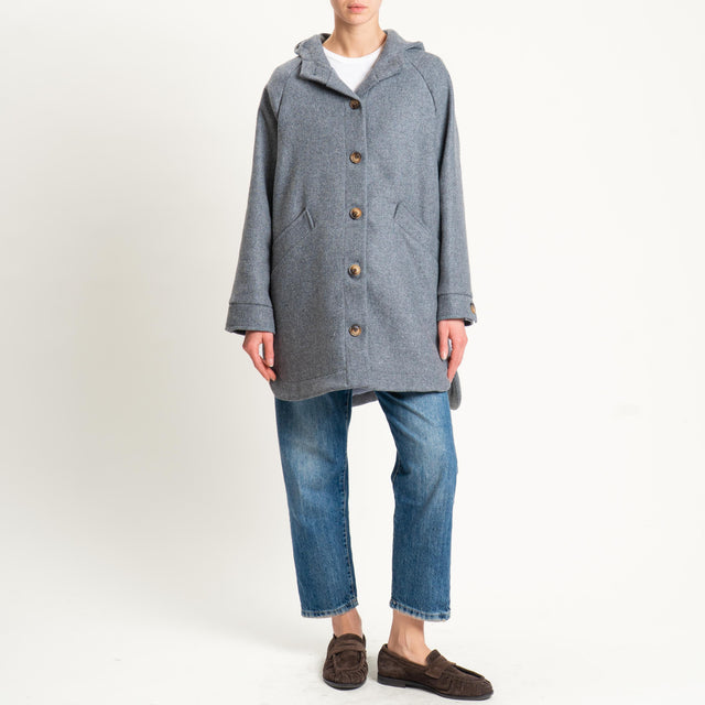 Zeroassoluto-Cappotto misto lana con cappuccio - grigio