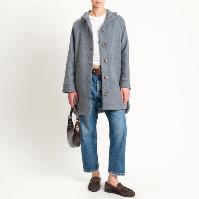 Zeroassoluto-Cappotto misto lana con cappuccio - grigio