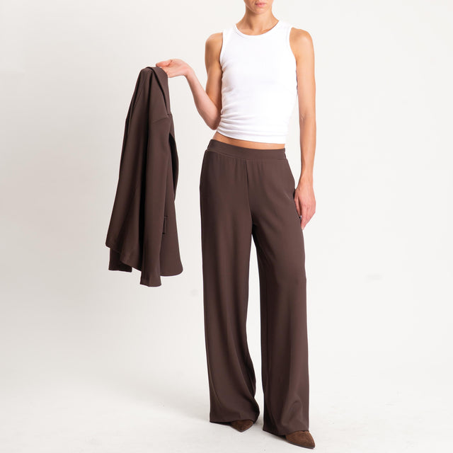 Zeroassoluto-Pantalone BELLE tessuto fluido - moro