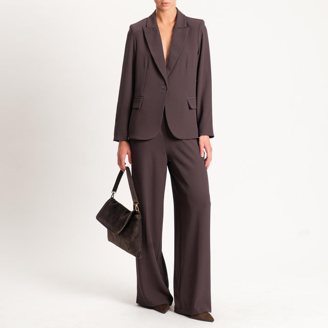 Zeroassoluto-Pantalone BELLE tessuto fluido - moro
