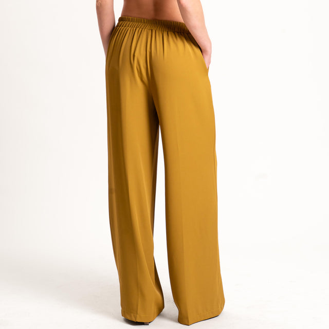 Zeroassoluto-Pantalone BELLE tessuto fluido - Senape