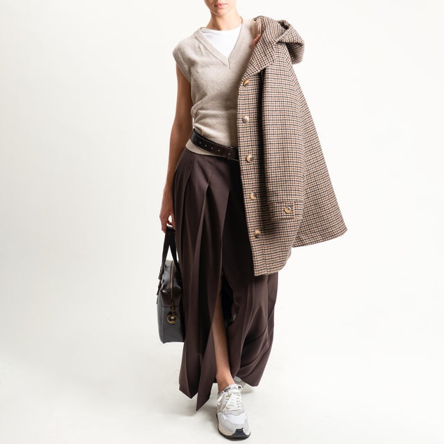 Zeroassoluto-Maxi gonna pieghe spacco laterale - moro