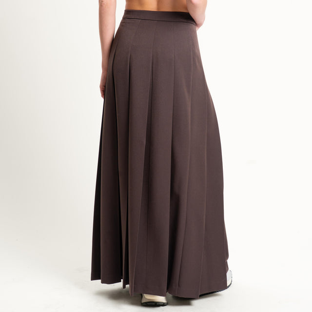 Zeroassoluto-Maxi gonna pieghe spacco laterale - moro