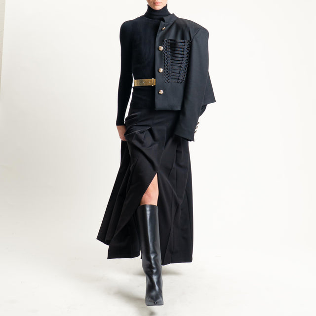 Zeroassoluto-Maxi gonna pieghe spacco laterale - nero