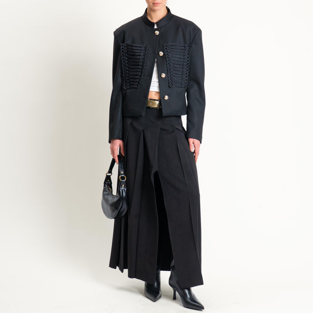 Zeroassoluto-Maxi gonna pieghe spacco laterale - nero