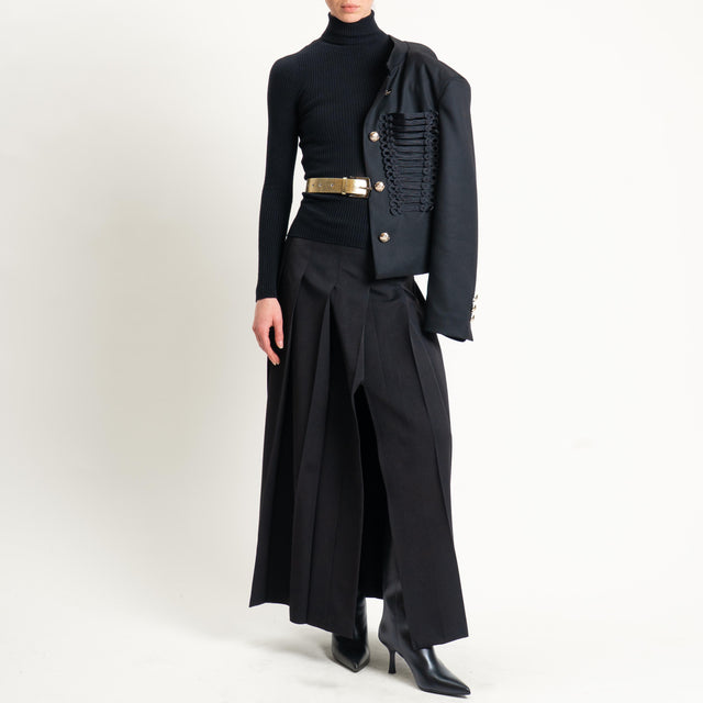 Zeroassoluto-Maxi gonna pieghe spacco laterale - nero