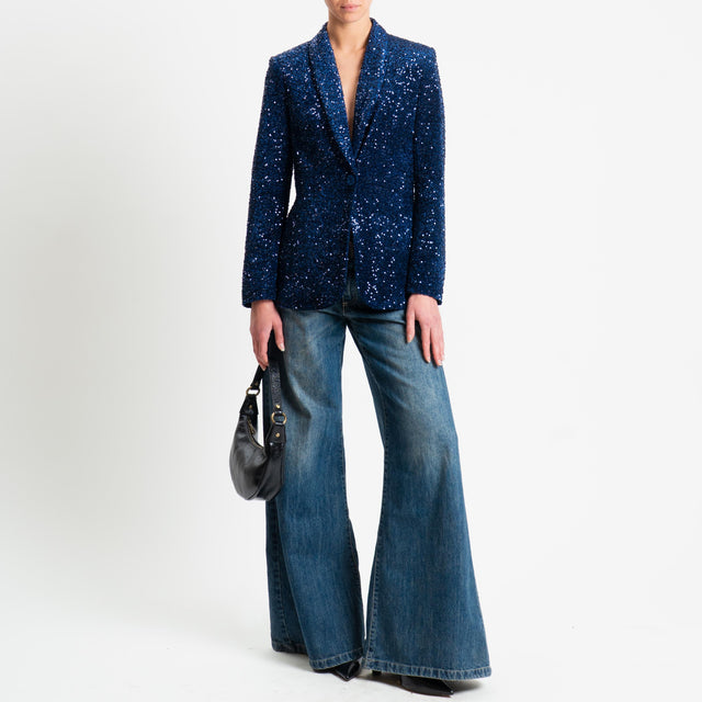 Zeroassoluto-Giacca un bottone con paillettes - blu