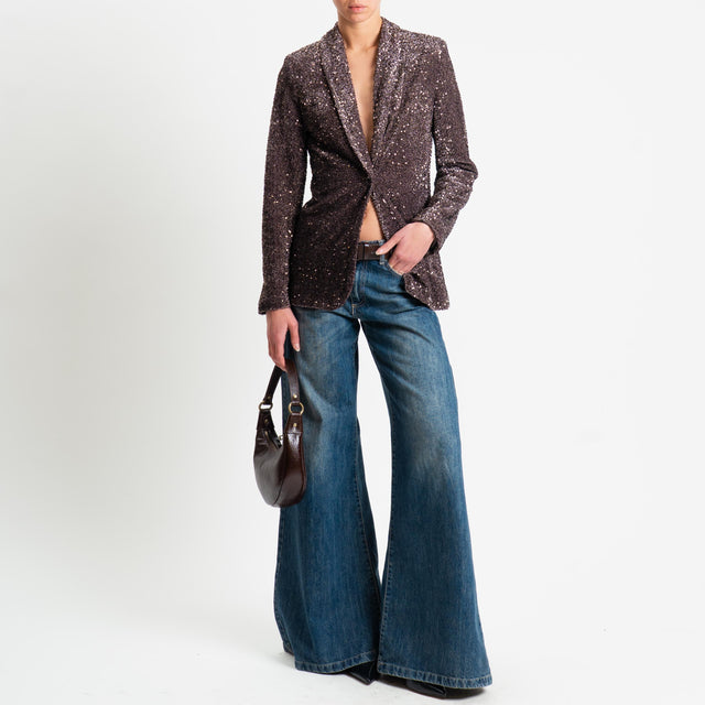 Zeroassoluto-Giacca un bottone con paillettes - moro