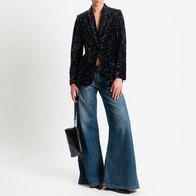 Zeroassoluto-Giacca un bottone con paillettes - nero